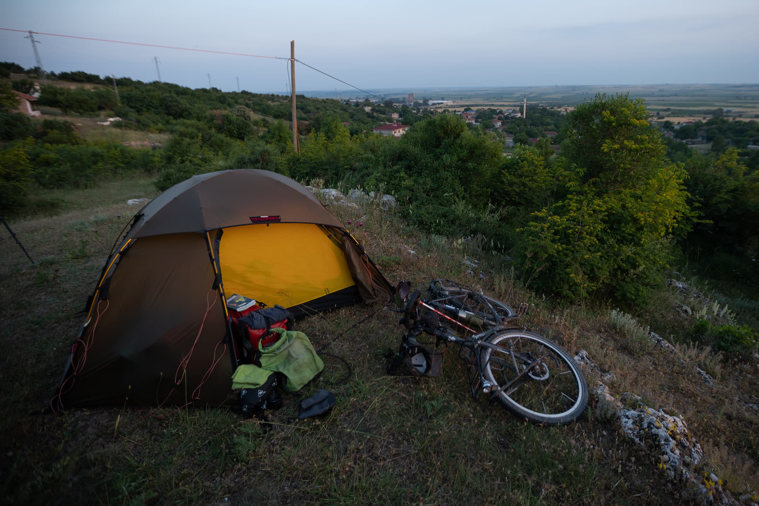 Wild camping spot in western turkey at dusk Wild camping spot in western turkey at dusk