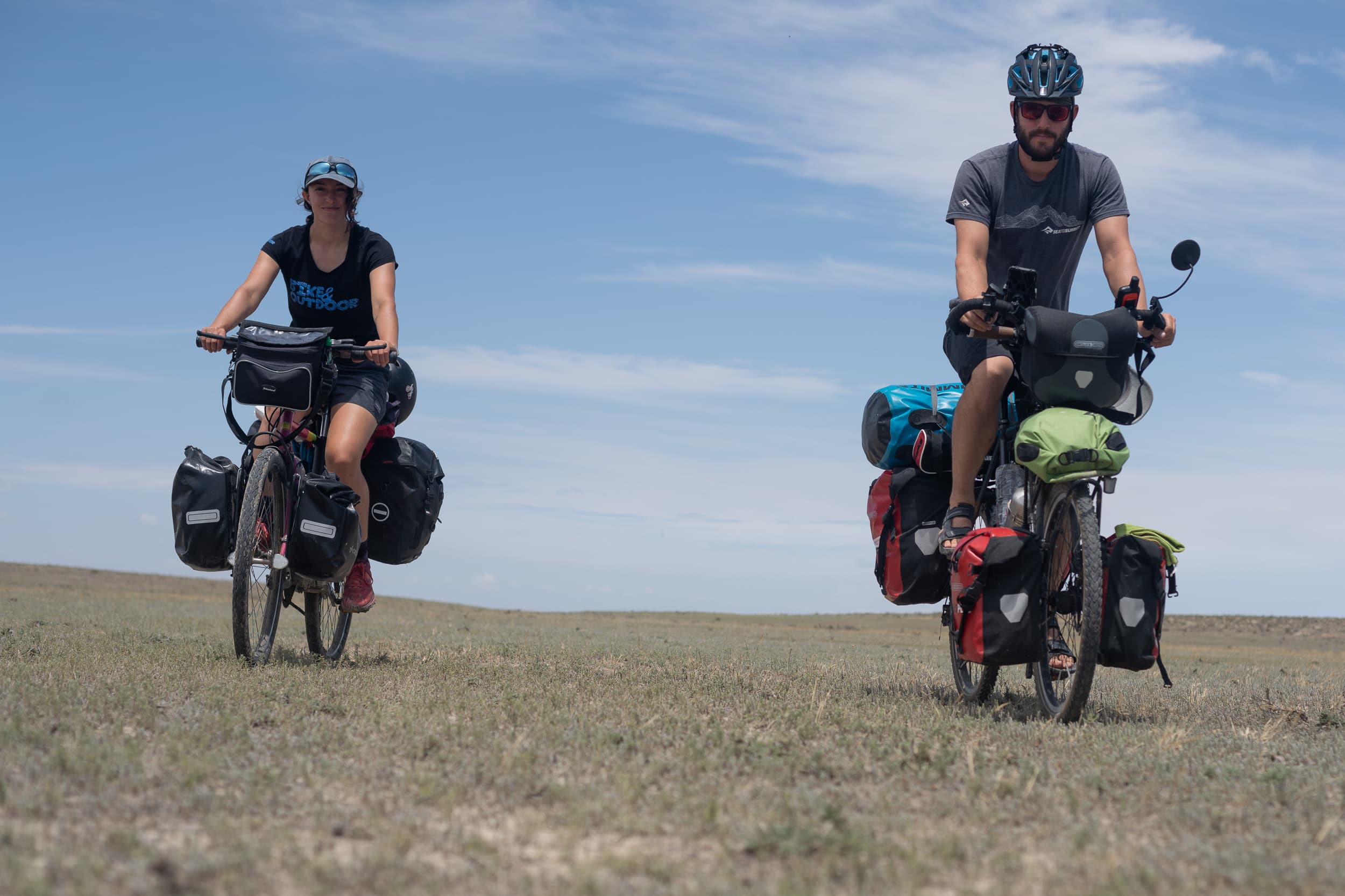 two fully loaded cycle tourers in turkey