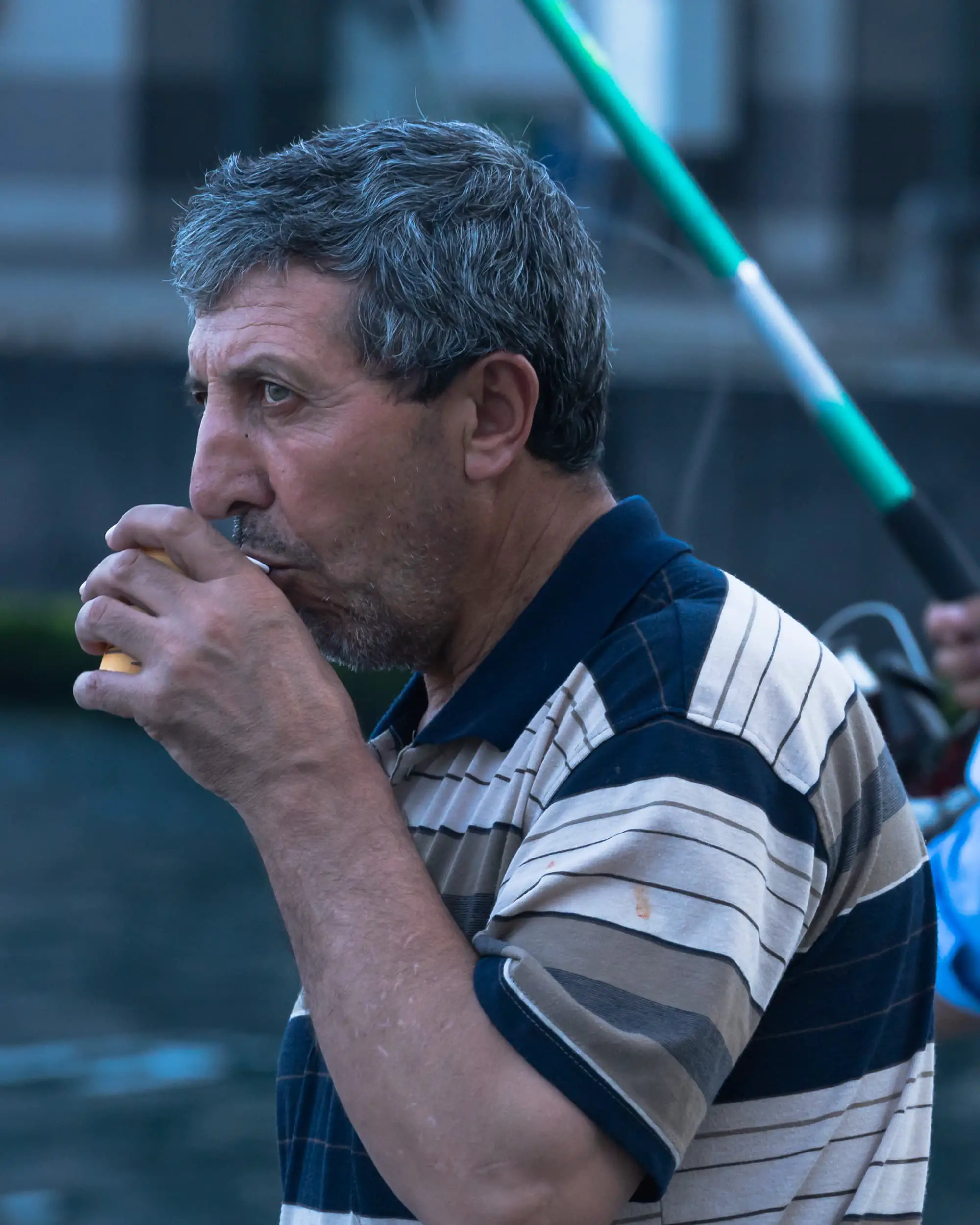 turkish fisherman drinking tea