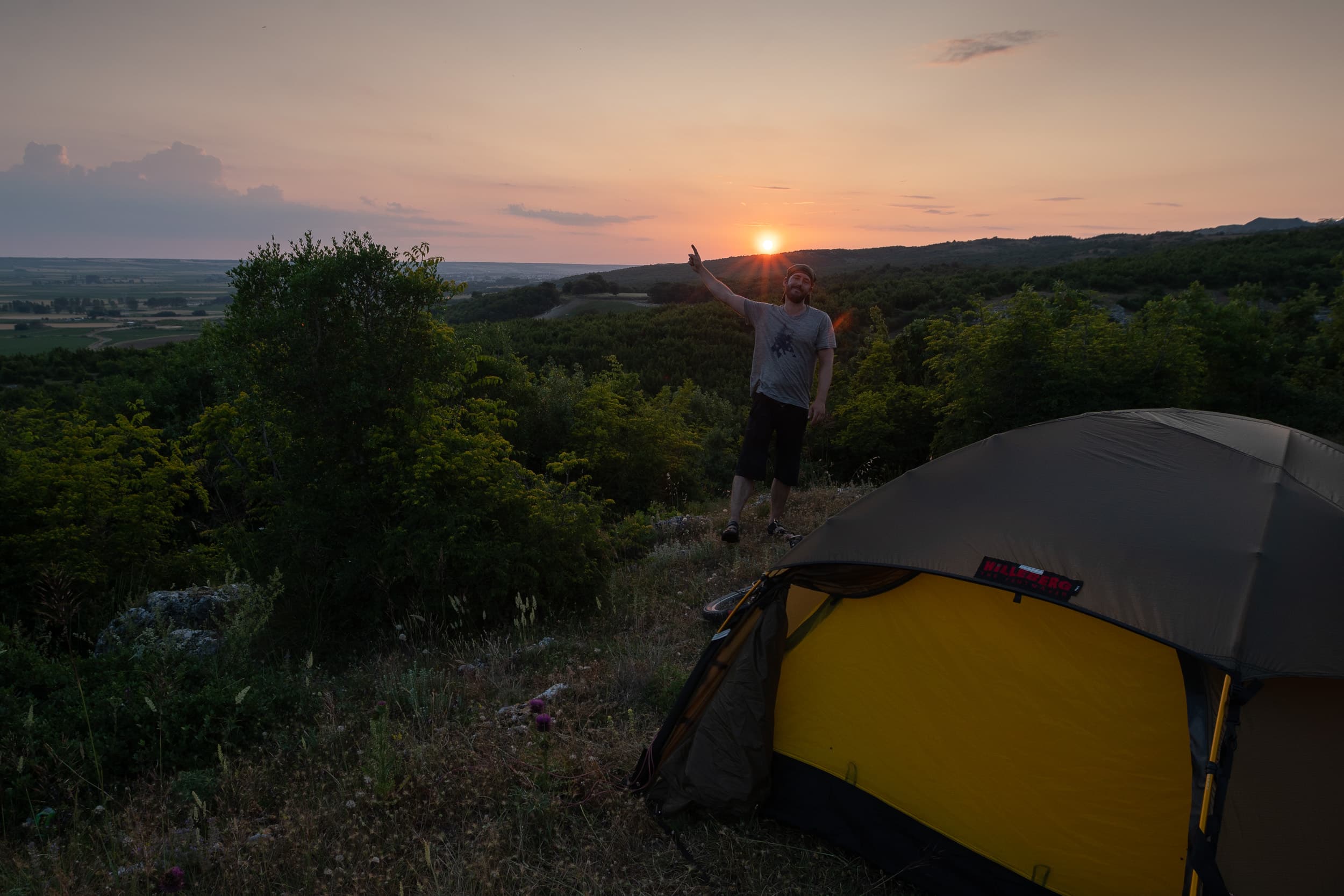 bicycle touring turkey wildcamping at sunset in Turkey bicycle touring turkey wildcamping at sunset in Turkey