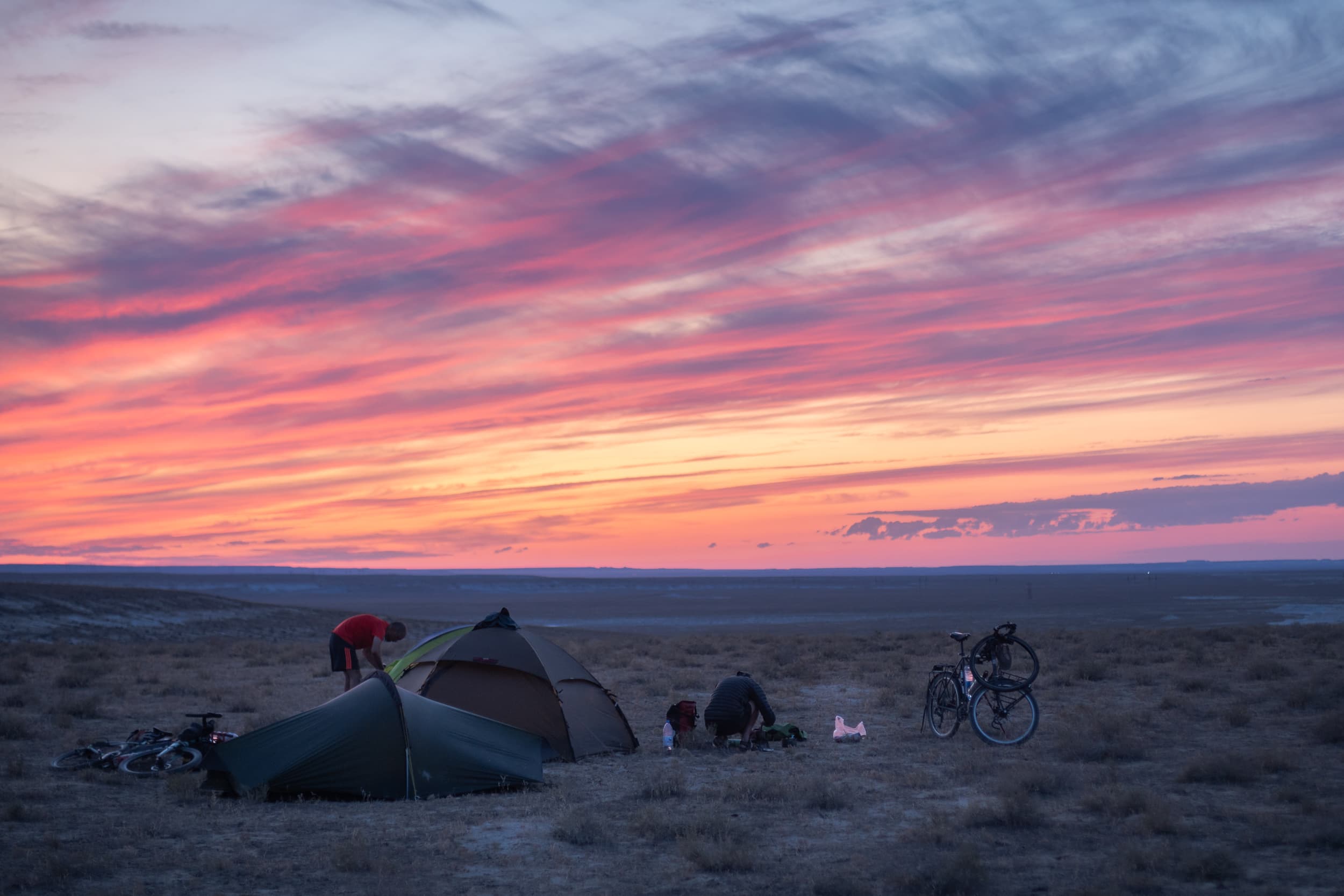 desert camping with a great sunset desert camping with a great sunset