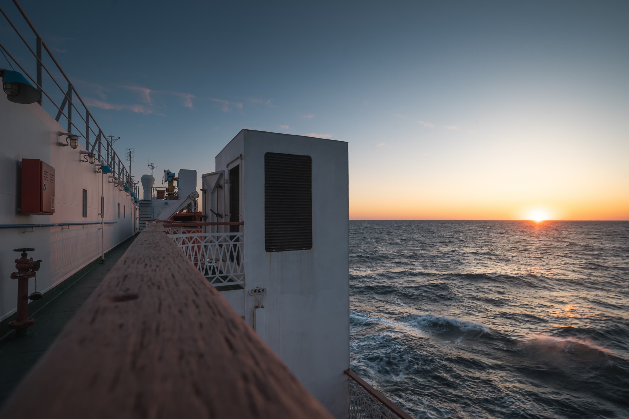 Sunrise at ferry Caspian Sea Sunrise at ferry Caspian Sea