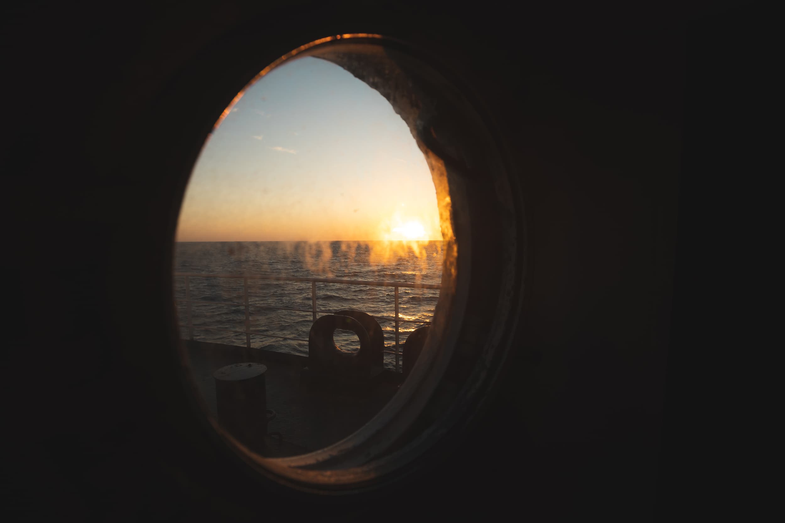 Sunrise through the ferry Window Sunrise through the ferry Window