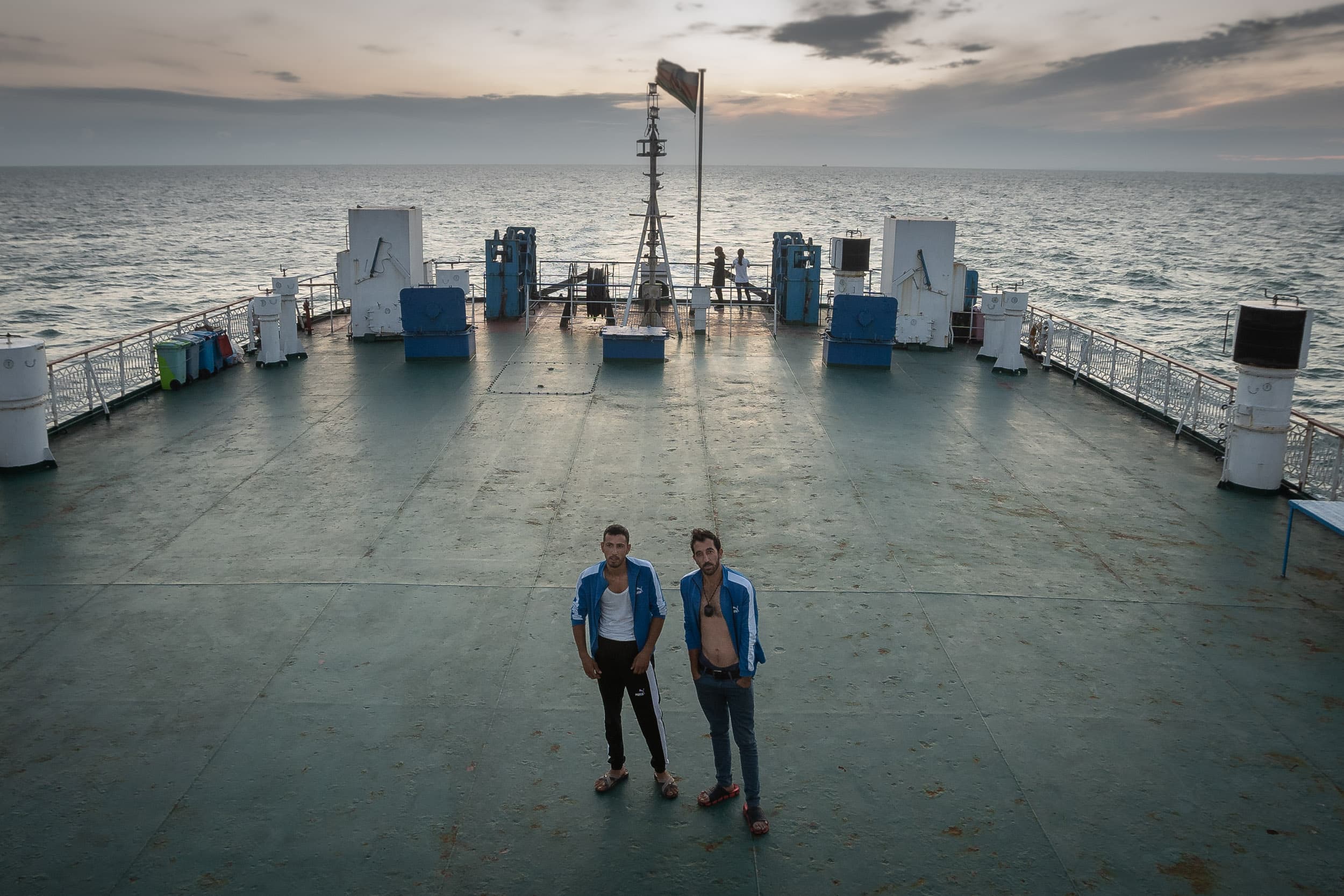 two Azerbaijani guys on ferry two Azerbaijani guys on ferry