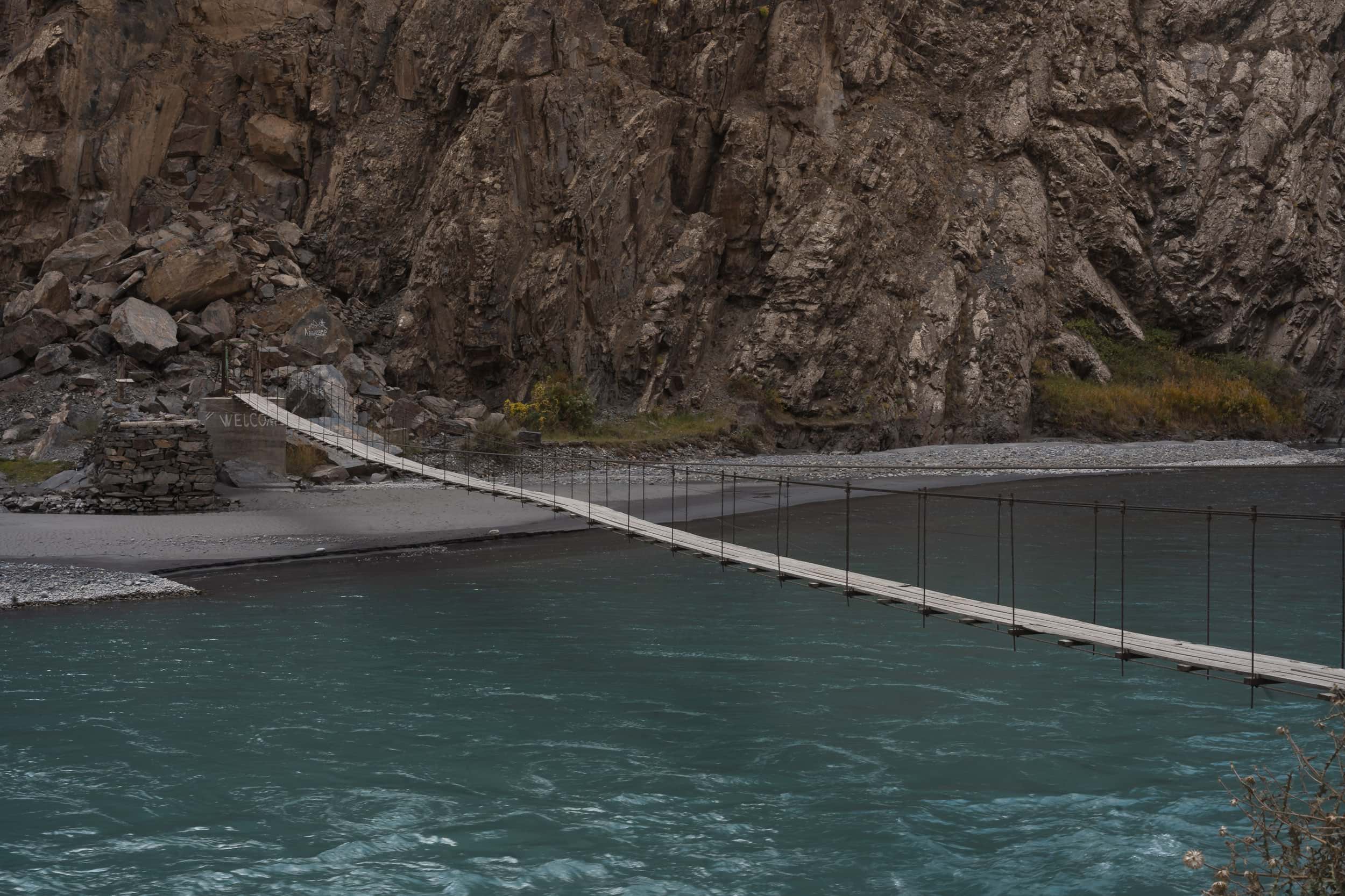 Bartang river bridge Pamir Highway